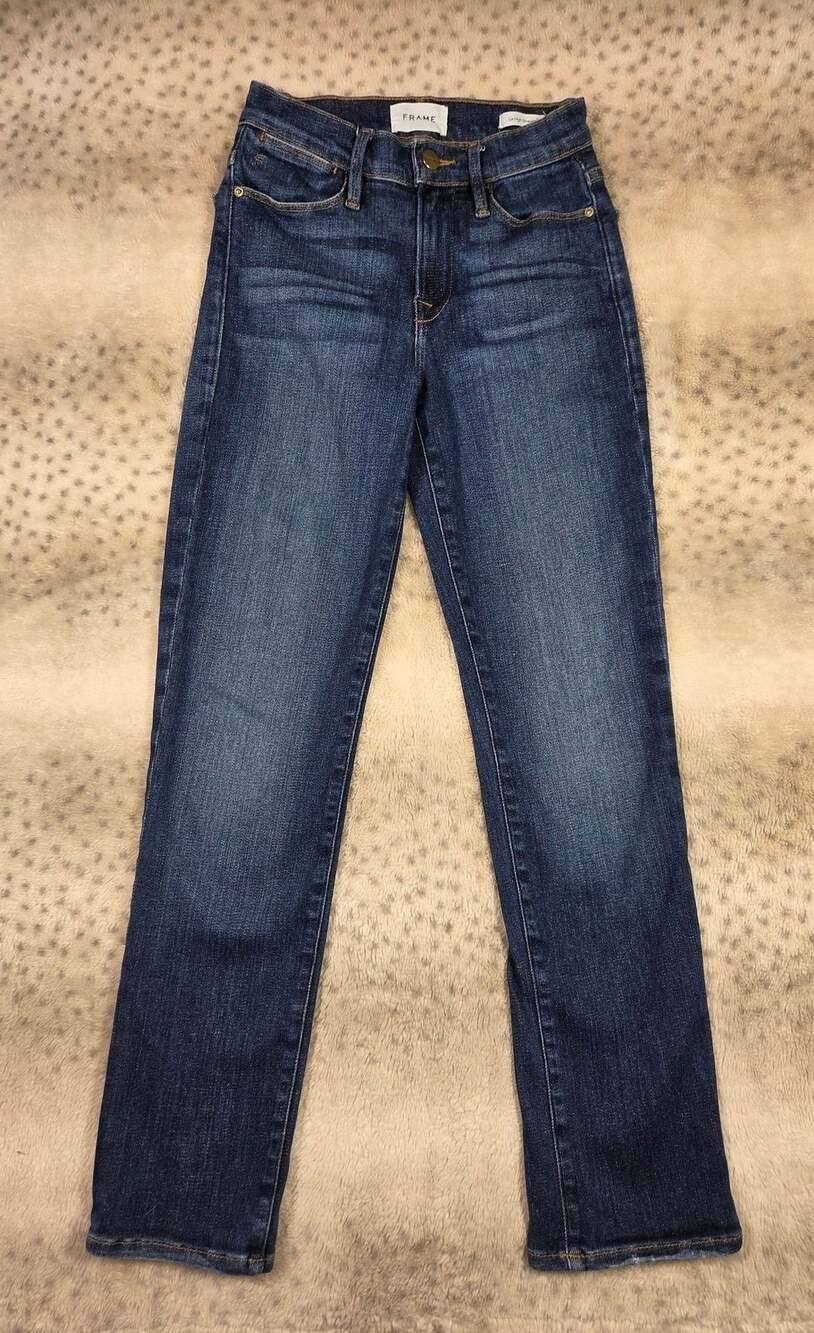 FRAME Le High Straight Jeans Size 24 Alessandro Dark Wash Denim